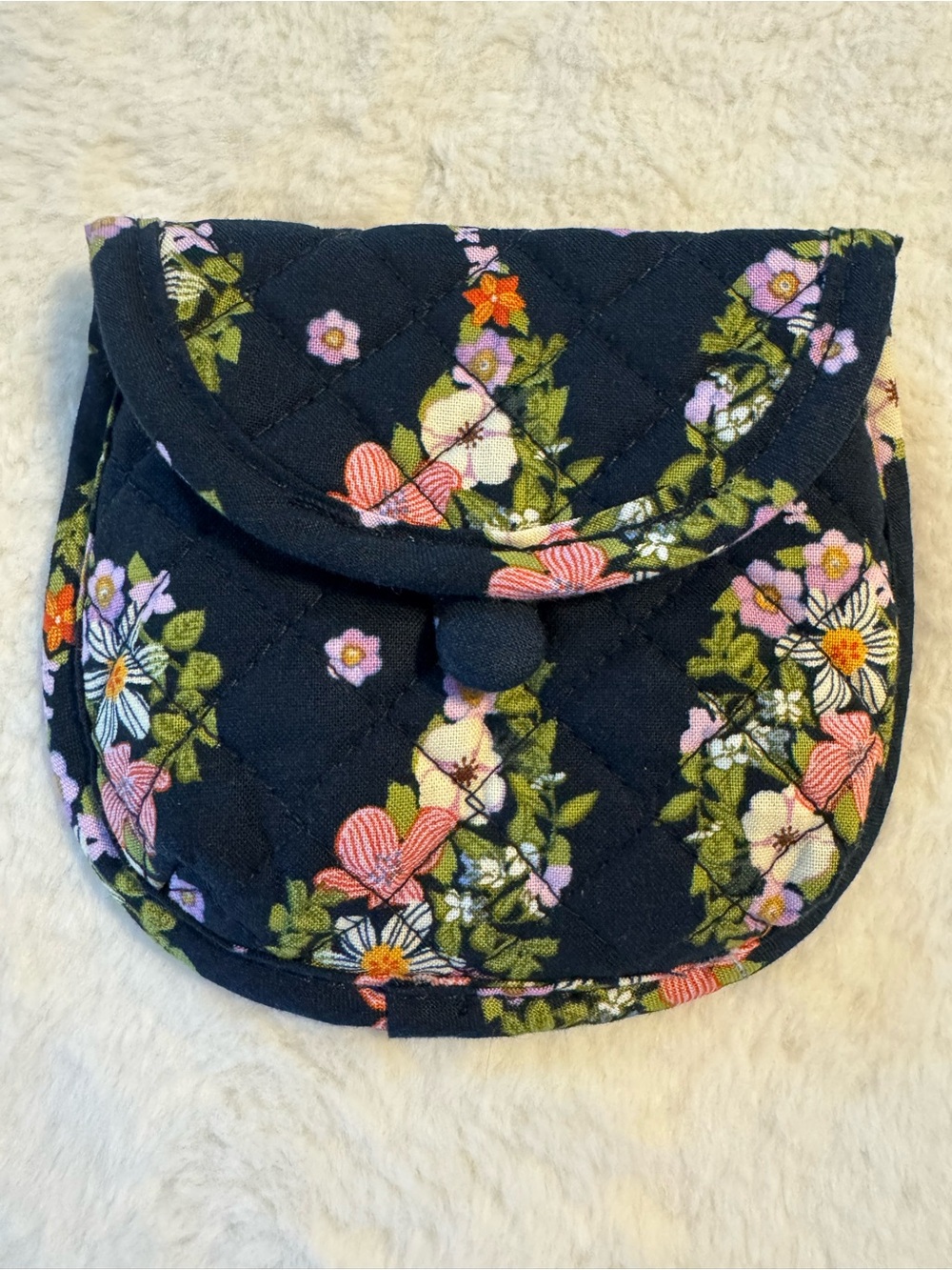 Vera Bradley Pouch Quilted Floral Button Closure Paisley Rain